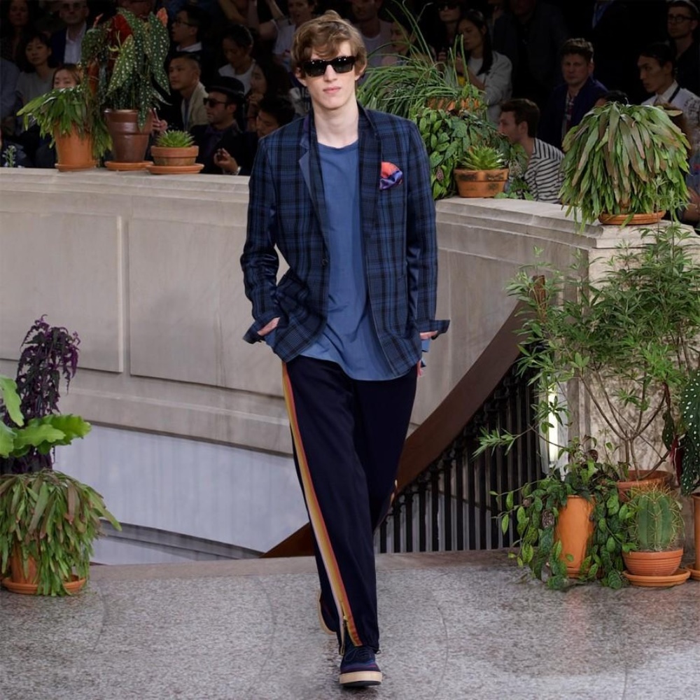 Paul Smith Men Blue Navy Rainbow Stripe Wool Track